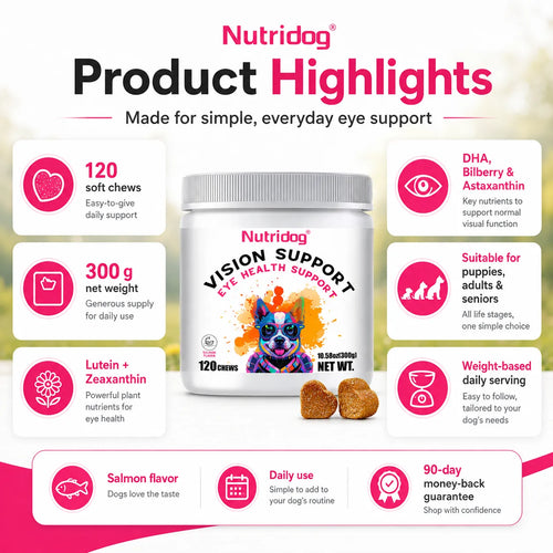 Nutridog Lutein & Zeaxanthin Vision Support Chews for Dogs - 120 Count
