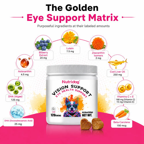 Nutridog Lutein & Zeaxanthin Vision Support Chews for Dogs - 120 Count