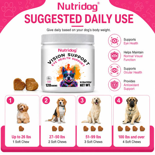 Nutridog Lutein & Zeaxanthin Vision Support Chews for Dogs - 120 Count