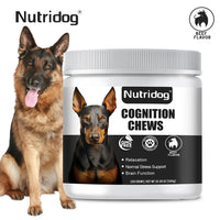 NUTRIDOG Dog Cognition Chews DHA Glycerophosphocholine Chew Support Delays Canine Dementia Enhances Memory 120 PCS/Bottle