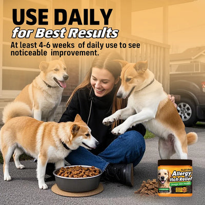 NUTRIDOG Dog Allergy Itch Relief Chews Omega-3 Vitamin C Support Skin For Dog Immune Health Supplement Nutrition 90 PCS/Bottle - NUTRIDOG