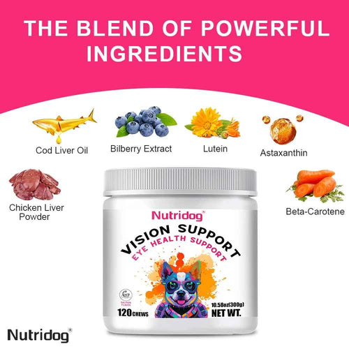 Dog Eye Nutritional Supplements, Supports Vision Health With Lutein & Zeaxanthin to Prevent Cataracts Special -120 soft chews