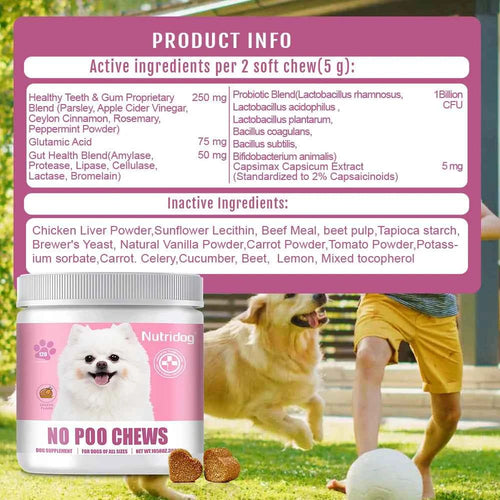 Dog Food No Poop With Probiotics - Reduces stool volume&improves soft stools Supports digestive health for sensitive stomachs