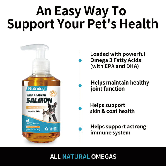 Nutridog Omega 3 Salmon Oil for Dogs & Cats - 200ml