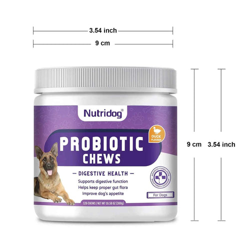 Probiotics for Dogs Chews, Duck Flavor - Supports Gut Health, Digestive Balance & Seasonal Allergy Relief & Itchy Skin Relief