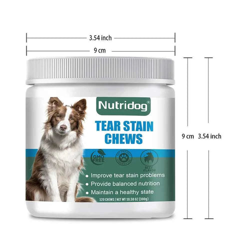 Tear Stain Dog Food with cranberries & vitamins to improve tear stains and support eye health- Beef flavor 120 soft chews