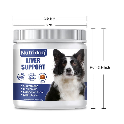 NUTRIDOG Dog Liver Support Chews Milk Thistle Curcumin Livers Detox Kidney Hepatic Support Chicken Flavor 120 PCS/Bottle - NUTRIDOG