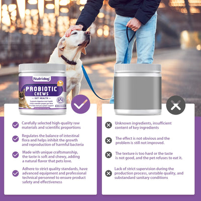 Probiotics for Dogs Chews, Duck Flavor - Supports Gut Health, Digestive Balance & Seasonal Allergy Relief & Itchy Skin Relief