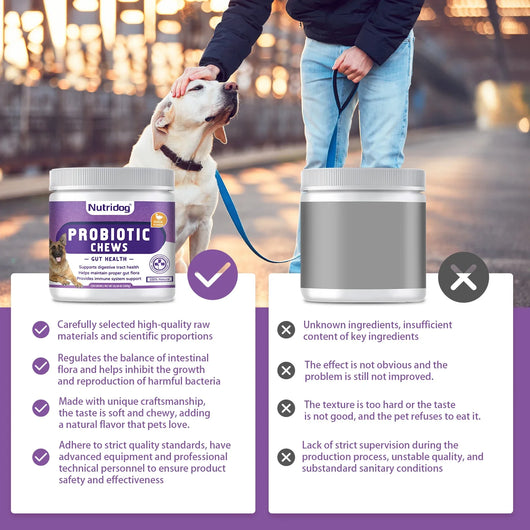 Probiotics for Dogs Chews, Duck Flavor - Supports Gut Health, Digestive Balance & Seasonal Allergy Relief & Itchy Skin Relief