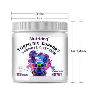 Nutridog Turmeric Curcumin Joint & Gut Support Chews for Dogs - 120 Count