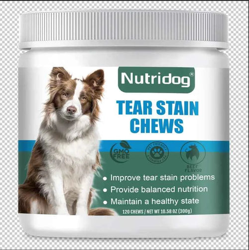 Tear Stain Dog Food with cranberries & vitamins to improve tear stains and support eye health- Beef flavor 120 soft chews