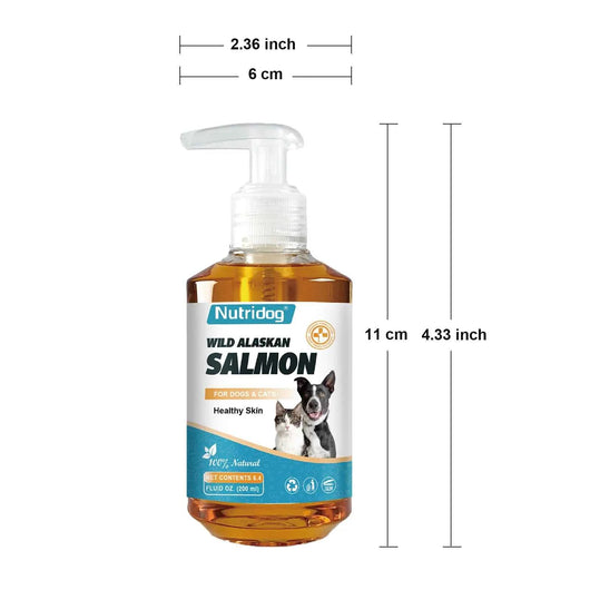 High Potency Omega-3 Pet Skin and Coat Health Supplements with Natural Wild Alaskan Salmon Oil for Dog & Cat-200ml