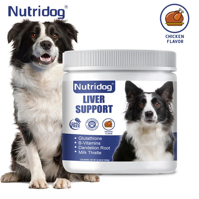 NUTRIDOG Dog Liver Support Chews Milk Thistle Curcumin Livers Detox Kidney Hepatic Support Chicken Flavor 120 PCS/Bottle - NUTRIDOG