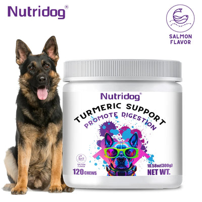 Nutridog Turmeric Dog Chews for Joint Relief and Inflammation 120 Count Bottle